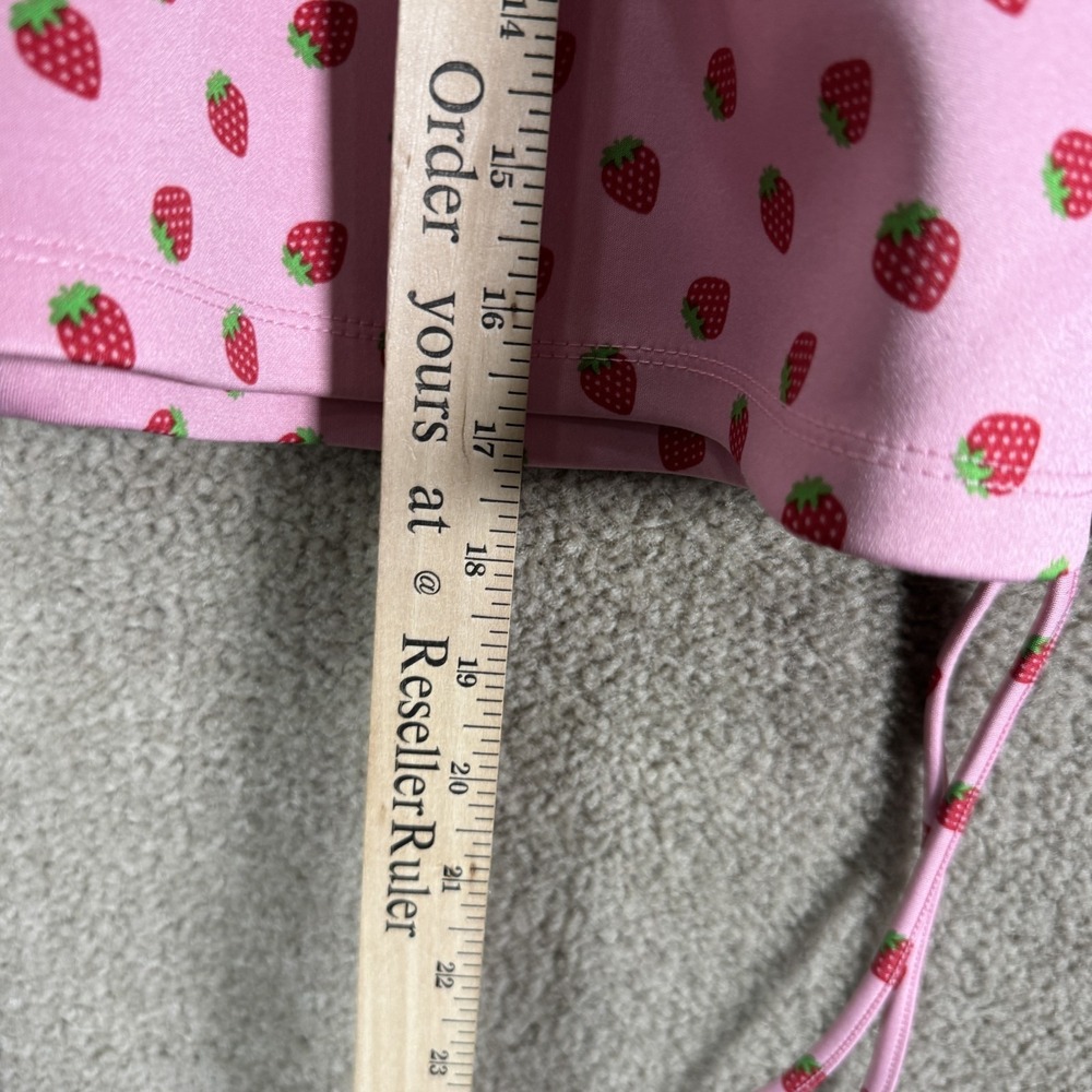 Hot Topic‎ Skirt Womens Large Pink Strawberry Print Skater Mini Lace Up Pockets - Picture 4 of 10